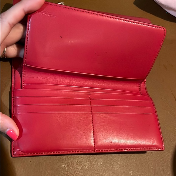 Coach Red and dark Brown checkbook Wallet - Picture 5 of 5